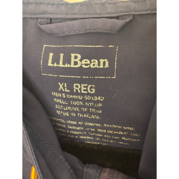 LL Bean Mens Anorak Windbreaker XL Reg Navy Blue Half Zip Hooded Jacket READ - Picture 4 of 12